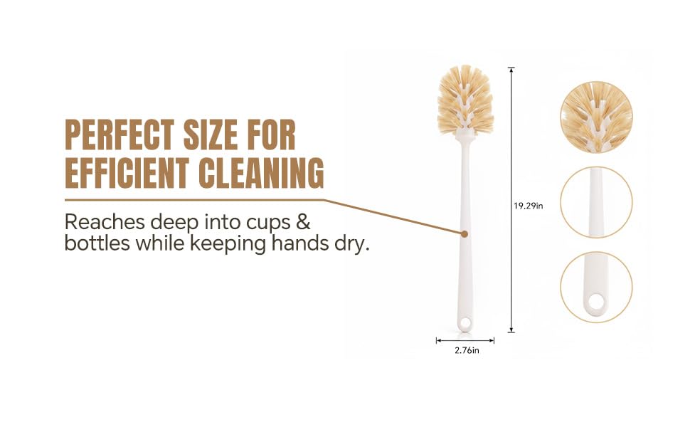 Bottle Brush Cleaner,Long Plastic Handle,Soft Bristle&Non-Scratch,Cleans and Scrubs Hard to Reach Coffee Cups,Mason,Thermos,Glass Bottle,Beer Bottles,Wine Bottles,Baby Bottle,Mugs - size: 1 Pack - Long Handle Brush