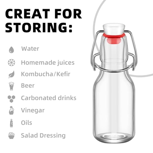 1Pc (4oz Round) clear Swing Top Brewing Bottles with Leak Proof Easy Caps, Glass Beer Bottle Flip Top Bottles For Kombucha, Kefir, Vanilla Extract, Beer (4oz Round) - size: 4 Ounces