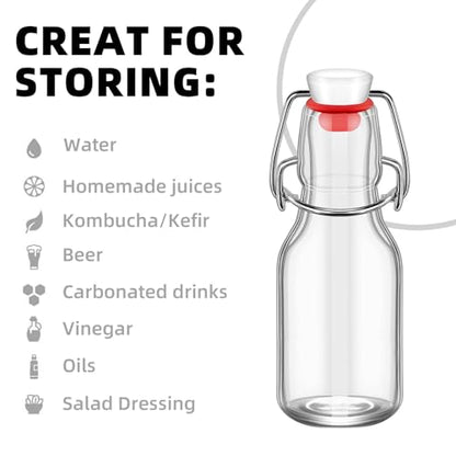 1Pc (4oz Round) clear Swing Top Brewing Bottles with Leak Proof Easy Caps, Glass Beer Bottle Flip Top Bottles For Kombucha, Kefir, Vanilla Extract, Beer (4oz Round) - size: 4 Ounces