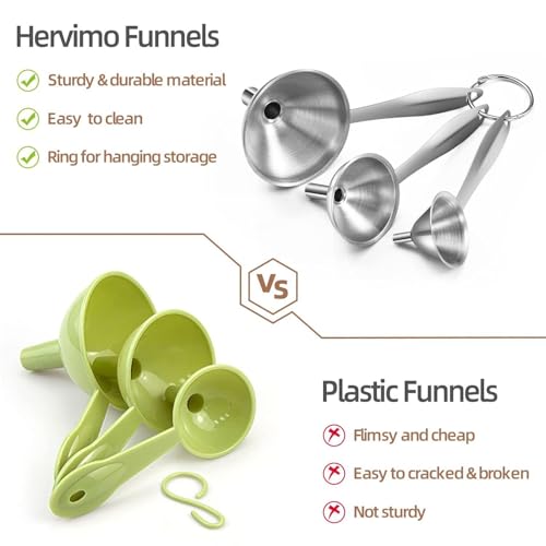 Small Stainless Steel Funnel Set, 3 Pcs Mini Kitchen Funnel for Oil & Liquid Transfer, Food Grade Metal Funnel for Filling Bottles