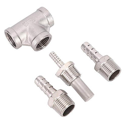 TOPINCN Beer Aerator Kit Household Stainless Steel Sealing Leakproof Beer Brewing Inline 3.2 Micron Aeration Stone for Homebrew Accessories