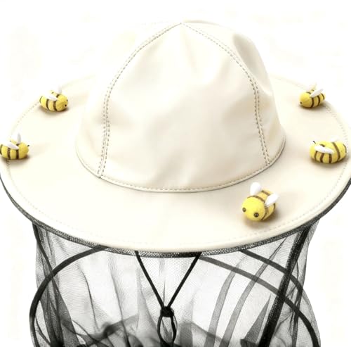 Bee Keeper Hat with Veil, Beekeeper Hat Costume, Adjustable Bee Keeper Suit, Including 2pcs Beekeeping Hat with Veil and 10 Round Double Sided Tape, Beekeeping Supplies