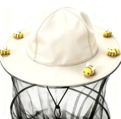Bee Keeper Hat with Veil, Beekeeper Hat Costume, Adjustable Bee Keeper Suit, Including 2pcs Beekeeping Hat with Veil and 10 Round Double Sided Tape, Beekeeping Supplies