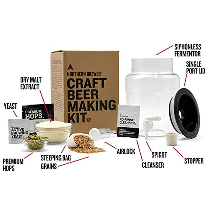 Northern Brewer - Siphonless 1 Gallon Craft Beer Making Starter Kit, Equipment and Beer Recipe Kit (Wheat) - color: Wheat