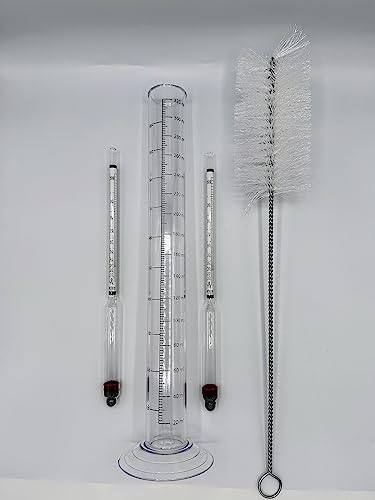 2-for-1 Liquor Hydrometer Set with Beaker & Cleaning Brush – Precision Alcohol Testing Kit for Spirits, Distilling, and Home Brewing – Accurate Proof and ABV Measurement - style: Liquor Hydrometer 2 for 1 with Beaker Liquor Hydrometer 2 for 1 with Beaker