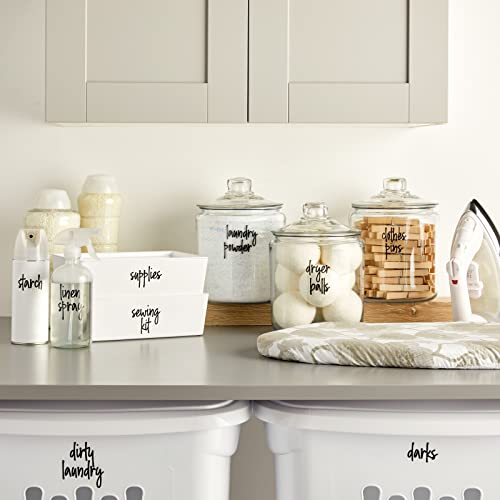 Talented Kitchen Laundry Labels for Jars & Containers - 141 Count, White Vinyl, Modern Script - Laundry Room Organization & Kitchen Organization with Food Container Labels and Water-Resistant Adhesive - color: White