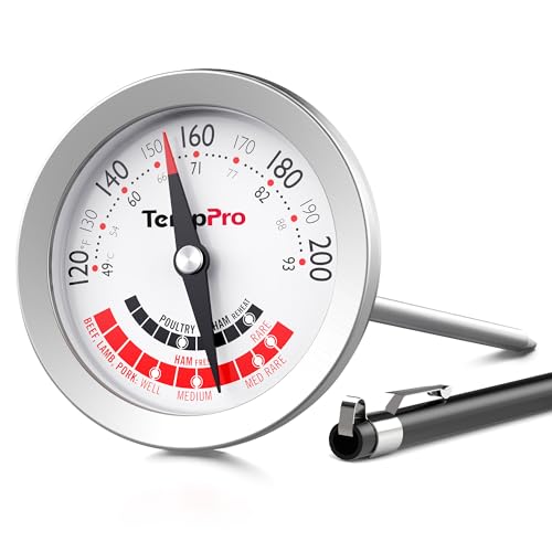 TempPro APT200 Meat Thermometer for Cooking with Extra-Large 2-Inch Dial, Analog Dial Food Cooking Thermometer for Poultry, Ham, Pork, Beef Candy Making Accessory (Previously ThermoPro) - size: Analog