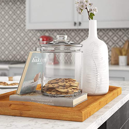 Le’raze 3pc Canister Sets for Kitchen Counter + Labels & Marker - Glass Cookie Jars with Airtight Lids - Food Storage Containers with Lids Airtight for Pantry - Flour, Sugar, Coffee, Christmas gift.