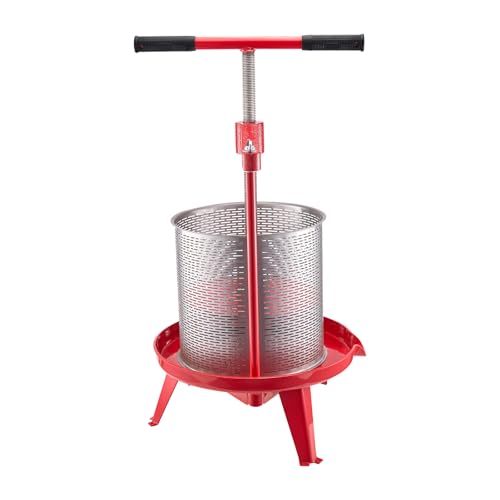 VEVOR 3.69 Gal/14L Fruit Wine Press, Stainless Steel Basket with Cross-beam and Triangular Structure, Manual Juice Maker, Cider Apple Grape Tincture Making Press with T-Handle for Kitchen Home - size: 3.69 Gal
