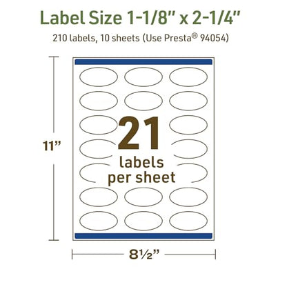 Avery Dissolvable Oval Labels, Sure Feed Technology, 1-1/8" x 2-1/4", Matte White, Print-to-The-Edge, Laser/Inkjet Printable, 210 Labels Total - style: 210 labels