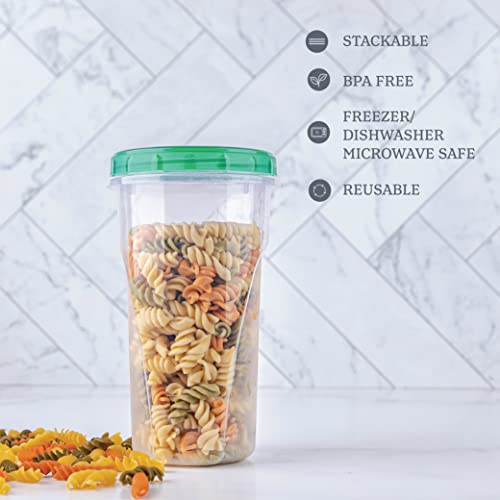 PLASTICPRO 48 Ounce Twist Top Deli Containers Clear bottom With Green Top Twist on Lids Reusable, Stackable, Food Storage Freezer Container Pack of 4 - color: Green