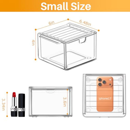 caktraie 6 Pack Small Clear Stackable Acrylic Storage Boxes for Art Tool & Sketch, Stroage Drawers, Makeup Organizer, Plastic Storage Bins For Vanity, Kitchen Cabinets, Pantry, Home Organization - style: 6 Small