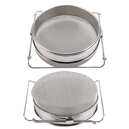 Mingzhe Stainless Steel Double Honey Strainer Sieve with Adjustable Arms for Honey Filtering 1 Set