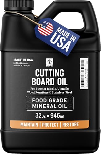 Mevell Food Grade Mineral Oil Made in USA 32 Oz, Butcher Blocks and Kitchen Countertops Conditioner, Food Safe Cutting Board Oil, Finish for Marble, Soapstone - size: 6"L x 3.5"W