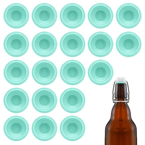 20PCs Dopamine color Silicone Gaskets Washers Seals for Cap Swing Flip Top for Home Brew Beer Soda Bottle Sealing (Mint Green) - color: Mint Green