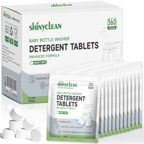Bottle Washer Detergent Tablets, Fits All Machines, 360 count | Baby-safe, deep cleaning, chlorine & fragrance free, no residue, compatible with Momcozy & Baby Brezza Pro and all brands - size: 360 Count (Pack of 1)