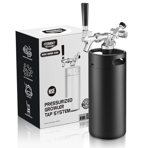 Ferroday 128Oz Mini Keg Growler Tap System, Homebrew Mini Beer Growler, Stainless Steel Draft Beer Dispenser With Faucet&Co2 Regulator, Portable Beer Tap System Keep Beer Fresh And Carbonation - color: Black