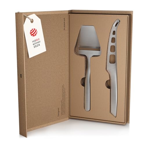 LARS NYSØM Cheese Slicer and Knife Set 2 pcs. I Cheese Knife Set & Cutter Made of Stainless Steel (Stainless Steel) - color: Stainless Steel, size: 9.9"