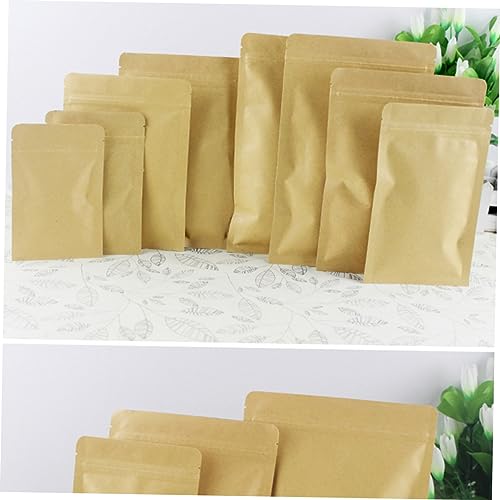 100pcs Kraft Paper Stand up Bag Self-sealing Food Storage for Cheese Shop Cafe Takeout Catering Retail Sealed