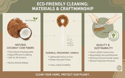 3-Piece Kitchen Brush Set - Plastic Handle Bottle Cleaners for Cups, Jars & Mugs (Wide Mouth) - Brown Bristle Scrubbers for Dish Washing (Not for Narrow-Neck Bottles) - size: 3 Piece Set - Wide Mouth Brushes