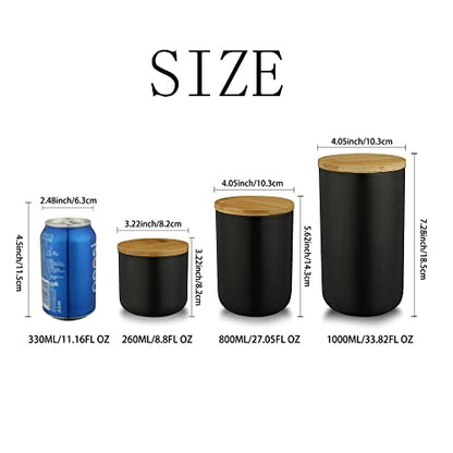 MilkyWay Ceramic Food Storage Jar Canister Modern Design Food Canisters with Airtight Seal Bamboo Lid, Loose Tea Coffee Spice Nuts Snacks Storage Jar Canister (Black 27.05oz/800ml) - size: Black 24.63oz/700ml
