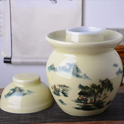 MRYBD Pickle Jar Large Traditional Sichuan Chinese Ceramic Fermenting Jar with Water Seal Airlock Lid, Ceramic Fermentation Crock for Pickling, Kimchi, Sauerkraut 0.75L - size: 0.75L