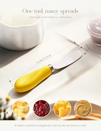 Stainless Steel Butter Spreader Knife 2 Pack with Handle for Kitchen Yellow | Dishwasher Safe, for Soft & Hard Cheese, Jam, Cold Butter - color: Yellow 2 Pack
