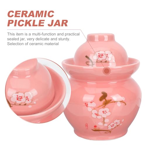 Garneck Ceramic Pickle Jar with Lid 2 Gallon Traditional Sealed Kimchi Storage Crock for Sauerkraut Fermentation and Kitchen Organization