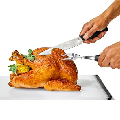OXO Carving Set |Soft-Grip Duo Designed for Effortless Carving and Serving |2-Piece Fork & Knife Set | Spear, Secure, Cut & Serve Roasted Meat - style: Carving Set