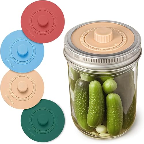 Mfacoy Airlock Fermentation Lids for Small Mouth Mason Jars, Fermenter Caps, Fermentation Kit for Sauerkraut & Pickle Kit, One Way Waterless Airlock Valve - BPA-Free (Jar Not Included) - size: Small Mouth
