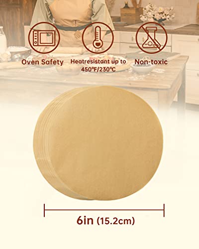 Katbite 200Pcs 6 Inch Parchment Paper Rounds, Unbleached & Non-stick, Precut Parchment Circles for Cheesecake Spring Pans, Fridge Storage/Freezing Hamburger Patties - size: 6inch-200-Unbleached