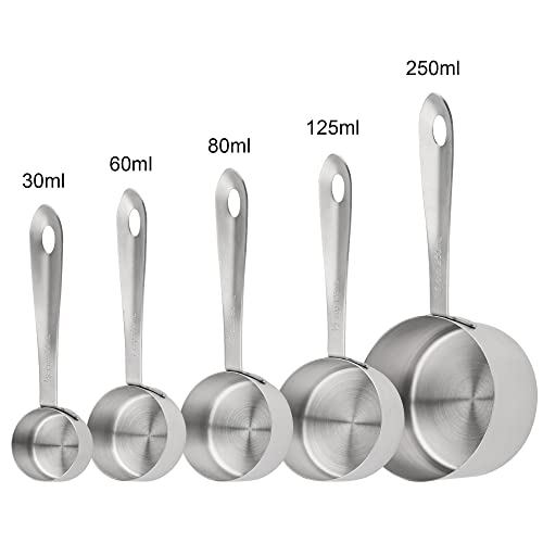 Measuring Cups and Spoons Set, 18/8 Stainless Steel Measuring Cups and Spoons Set, 5 Metal Measuring cup & 6 Baking Measuring Spoon, Imperial & Metric Measure Cup and Spoon Set 11 - color: Siliver, size: B: 5cups+6spoons