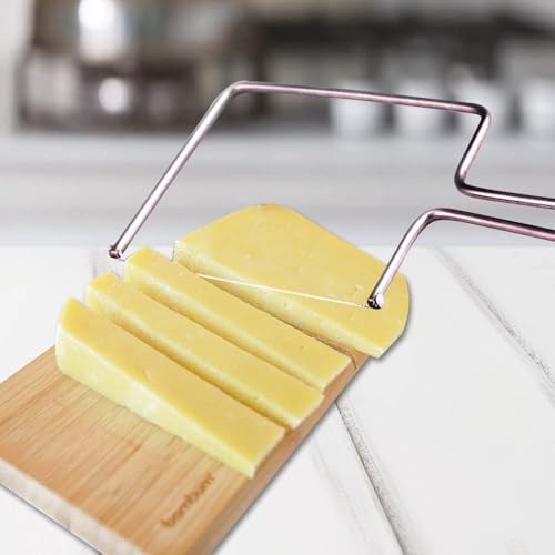 Cheese Slicer Lyre Stainless Steel Cheese Cutter Knives Slicers with Wire - Handheld Butter Cutter Tools for Soft Hard Block, with 2 Extra Wire
