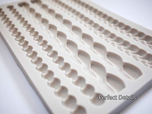 ScivoKaval Silicone Pie Crust Mold Impression Mat Knit Rope Pearl Border Lace Chain Molds Fondant Cake Decoration Mould Chocolate Cookie Sugar Craft Icing Gum Paste Pastry for Kitchen Baking Tools