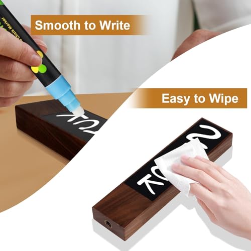 2PCS Beer Tap Handle - Wooden Walnut Chalkboard Keg Tap Handle, Bar Kegerator Tap Handles with 3 Pens, Draft Beer Faucet Handle for Beer Lovers