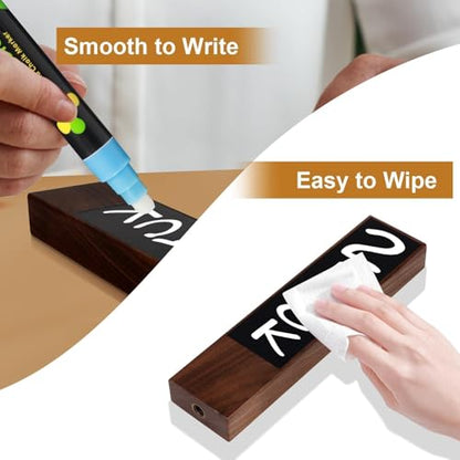 2PCS Beer Tap Handle - Wooden Walnut Chalkboard Keg Tap Handle, Bar Kegerator Tap Handles with 3 Pens, Draft Beer Faucet Handle for Beer Lovers