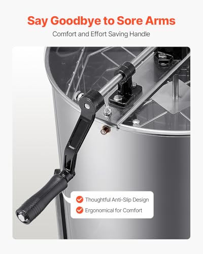 VEVOR Honey Extractor, 4/8 Frame Manual Honey Extractor with Transparent Lid, Stainless Steel Honeycomb Drum Spinner with Height Adjustable Stand, Honeycomb Extraction Equipment for Beekeeping - style: 8 Frame Rack(4 Deep Frames)