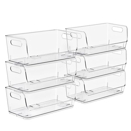 Sorbus Stackable Storage Bins Open Front, Clear Stackable Storage Bins, Pantry Bins for Storage and Organization, Acrylic Stackable Bins for Kitchen, Clear Pantry Organizer Bins (Small Wide 6 Pack) - size: Small Wide, style: 6 Pack