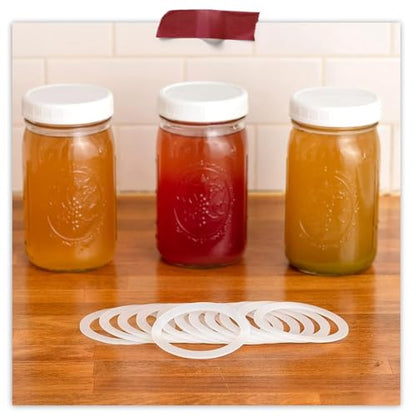 Fermentaholics Wide Mouth Mason Jar Silicon Lid Gaskets | 10 pack | Creates Airtight, Leakproof Jars When Paired With Plastic & Metal Mason Jar Lids | Food Grade - Reusable