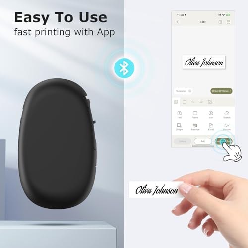 SUPVAN E10 Bluetooth Label Maker Machine with 3 Tapes, Continuous Waterproof Label, Versatile App with 35 Fonts and 1k+ Icons, Inkless Labeler for Home, Kitchen, School, Office Organization, Black - color: Black