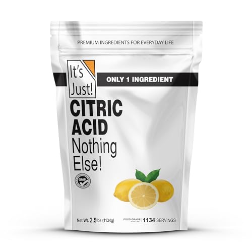 It's Just! - Citric Acid, Food Grade Flavor Enhancer Powder, Non-GMO, Great for Cooking, Cleaning, Bath Bombs, Natural Preservative (2.5 Pounds) - size: 2.5 Pound (Pack of 1)