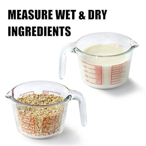 VRUIFA Glass Measuring Cup For Baking and Cooking, Dishwasher, Freezer, Microwave and Oven Safe, Apartment Kitchen Essentials Tools (16 oz)