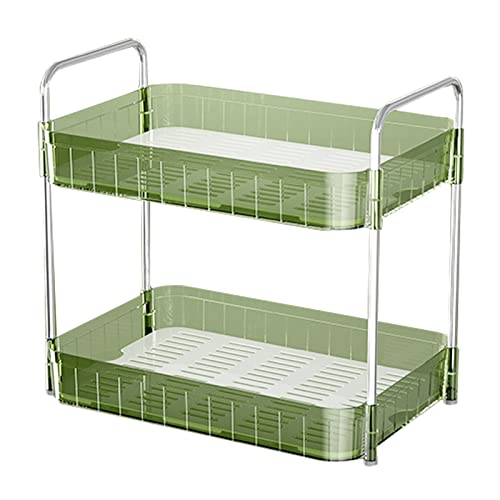 Fdit Cup Drying Rack Cup Station Organizer with Transparent Design and Drain Tray for Kitchen Countertop Bottle Mug Storage (Double Layer Green) - color: Double Layer Green