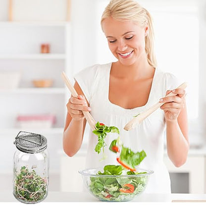 2Pack Sprouting Lids for Wide Mouth Mason Jars, Reusable Stainless Steel Screen Bean Sprouts Growing Lid for Seed Germination, Ideal for Bean and Alfalfa Sprouts