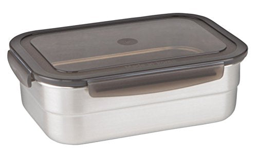 STENCOC Stainless Steel BPA Free Rectangular Leakproof Airtight Kimchi/Pickle/Salad/Fruit/Food Storage Container Saver (1.5L / 51oz / 8.3") Half-Transparent Lid Stackable