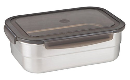 STENCOC Stainless Steel BPA Free Rectangular Leakproof Airtight Kimchi/Pickle/Salad/Fruit/Food Storage Container Saver (1.5L / 51oz / 8.3") Half-Transparent Lid Stackable