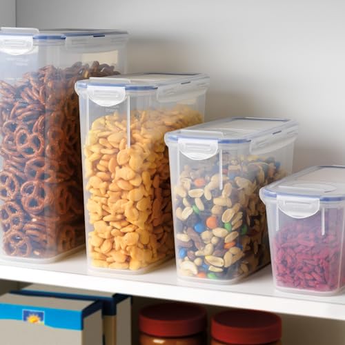 LocknLock Easy Essentials Pantry Food Storage Container Set/Food Storage Bin Set, Rectangular, BPA-free/Dishwasher Safe, 4 Piece - Clear - size: 4 Piece Set (Multi Size)