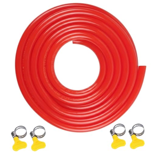 10ft PVC CO2 Gas Hose for Kegerator - 5/16" ID x 9/16" OD Food-Safe Beer Line (Max Temp 212°F) with 4 Hose Clamps, Compatible with Homebrew Keg Dispen (Red, 5 Foot)(Red, 10 Foot) - color: Red, size: 10 Foot