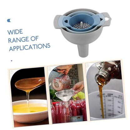 Multi-Function Funnel Set Large Mouth Kitchen Oil and Liquid Dispenser Plastic Filter for Canning and Cooking Convenient for Home Use