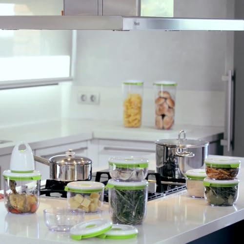 FOSA Vacuum Seal Food Storage System Reusable Container Deluxe Set with Vacuum and 10 Reusable containers - size: 11-Piece All Size Set
